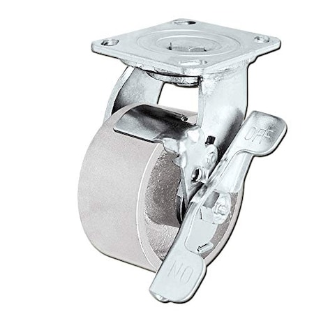 Casterhq 4" Heavy Duty Swivel Caster W/ Brake, 4" Semi Steel Cast Iron Wheel 4ISC